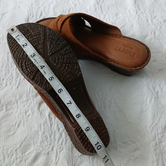 BORN LEATHER EXTRA CUSHION INSOLE SLIP ON WEDGE SANDALS - Picture 8 of 12